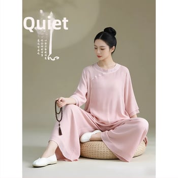 Dámske letné zenové oblečenie pre laikov, éterické liečivé budhistické oblečenie, meditačné oblečenie, oblečenie na taiči