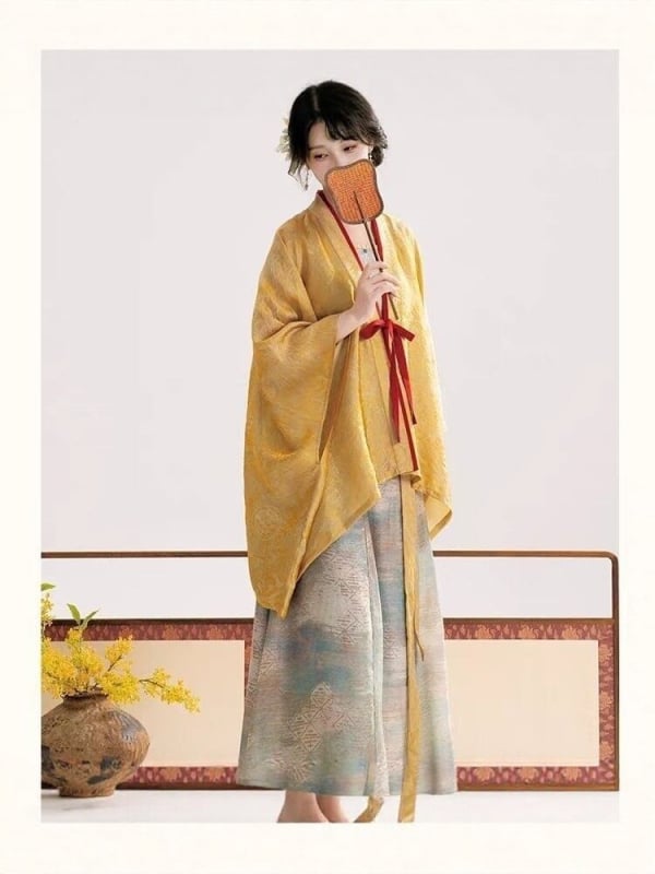 Ženski Hanfu u Wei‑Jin stilu: košulja s velikim rukavima, preklopnim ovratnikom i ravnim rubom, eteričan drevni kostim za fotografiranje i putovanja