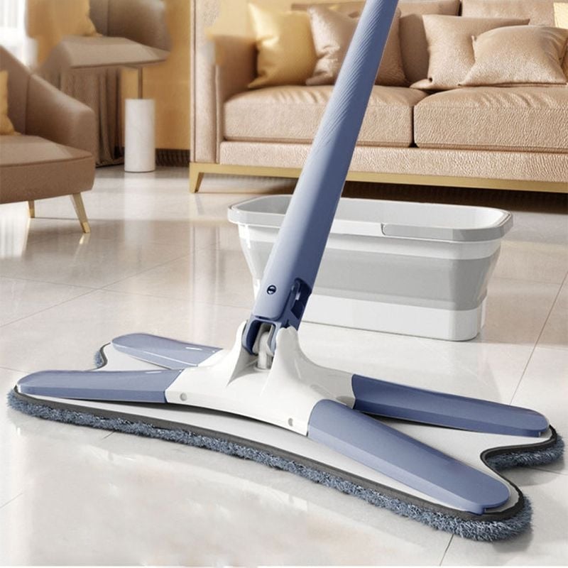 Mop floripendiu multifuncțional pentru uz casnic, curățare într-un singur pas, uscat și umed, mop plat în formă de X, mop pentru podea cu absorbție mare de apă