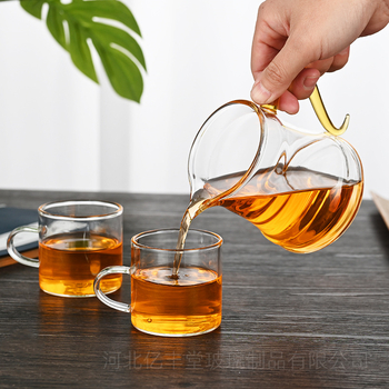 Set de cești din sticlă borosilicat de înaltă calitate pentru ceremonia de ceai Kung Fu acasă, cu tavă de ceai și ceașcă triunghiulară de sticlă