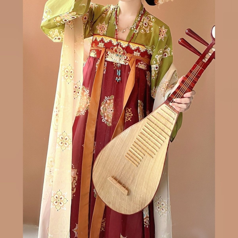 Rochie Hanfu brodată, talie înaltă, stil Tang, ținută zilnică primăvară-vară, imprimeu reprodus, set dintr-o singură piesă, model nou