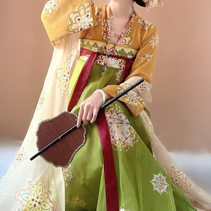 Rochie Hanfu brodată, talie înaltă, stil Tang, ținută zilnică primăvară-vară, imprimeu reprodus, set dintr-o singură piesă, model nou
