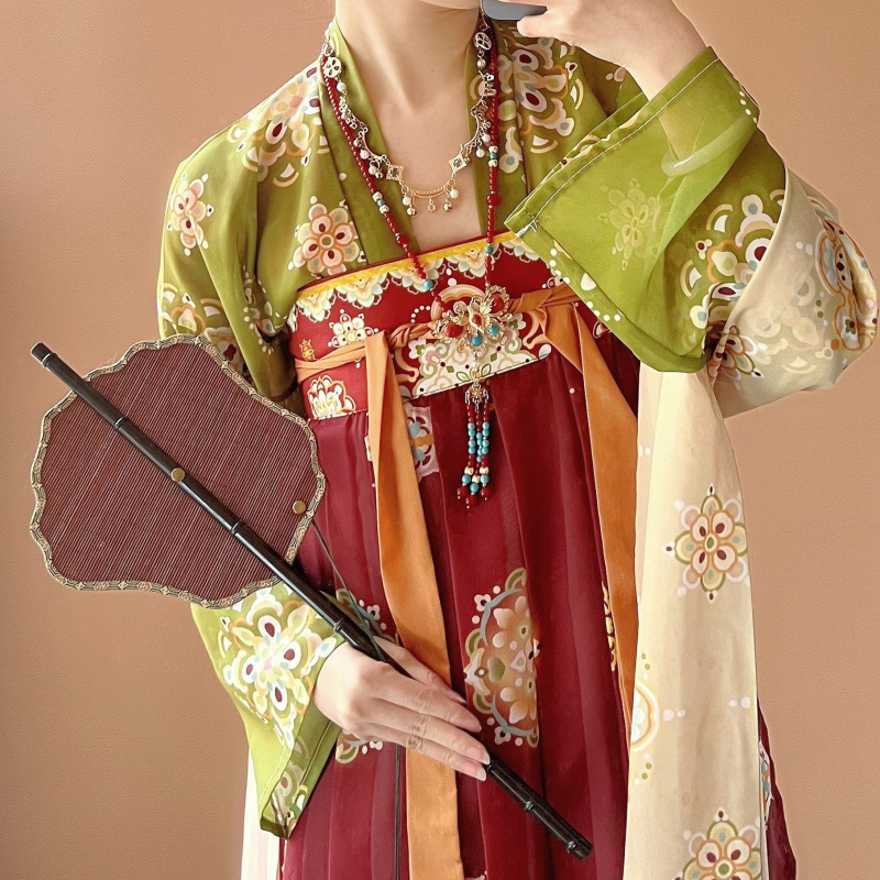 Rochie Hanfu brodată, talie înaltă, stil Tang, ținută zilnică primăvară-vară, imprimeu reprodus, set dintr-o singură piesă, model nou