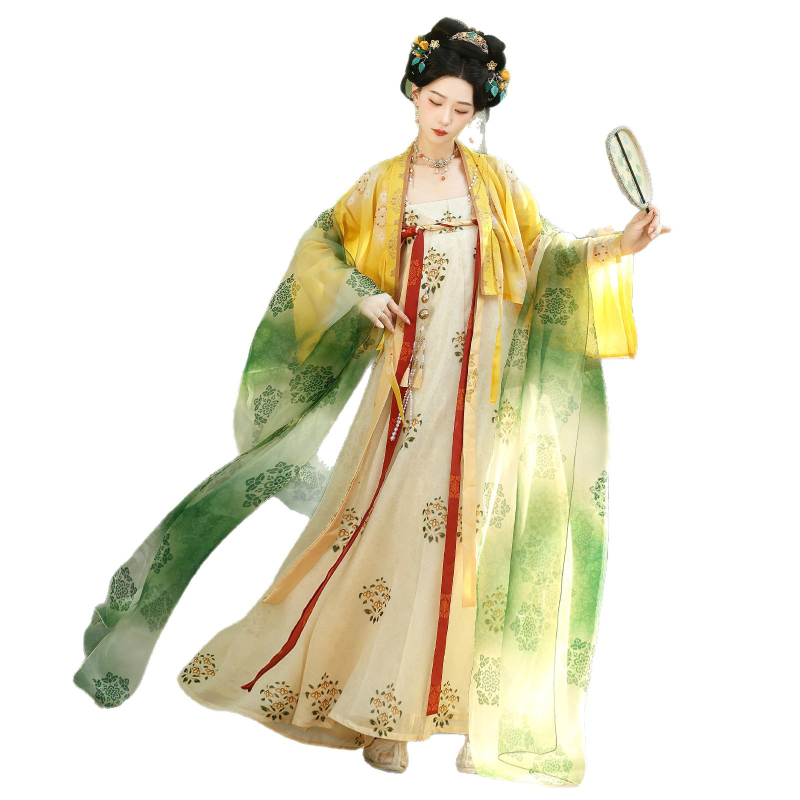 Set Hanfu în stil Tang: top bustier și fustă, broderie, model geometric, poliester, primăvara 2026