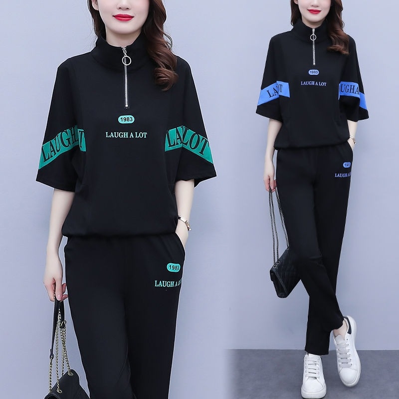 Set sport pentru femei, vară 2024 — hanorac lejer și pantaloni, croială largă, plus size