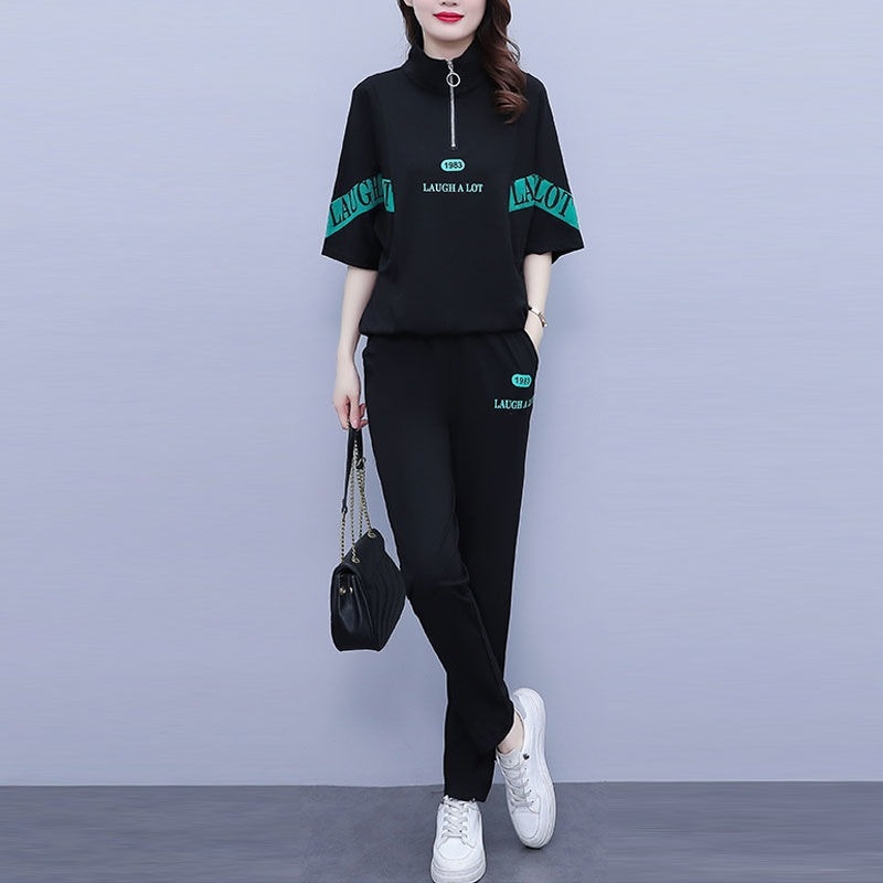 Set sport pentru femei, vară 2024 — hanorac lejer și pantaloni, croială largă, plus size