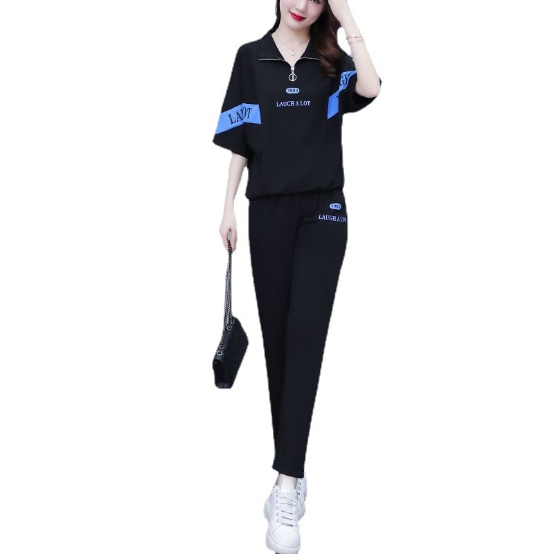 Set sport pentru femei, vară 2024 — hanorac lejer și pantaloni, croială largă, plus size