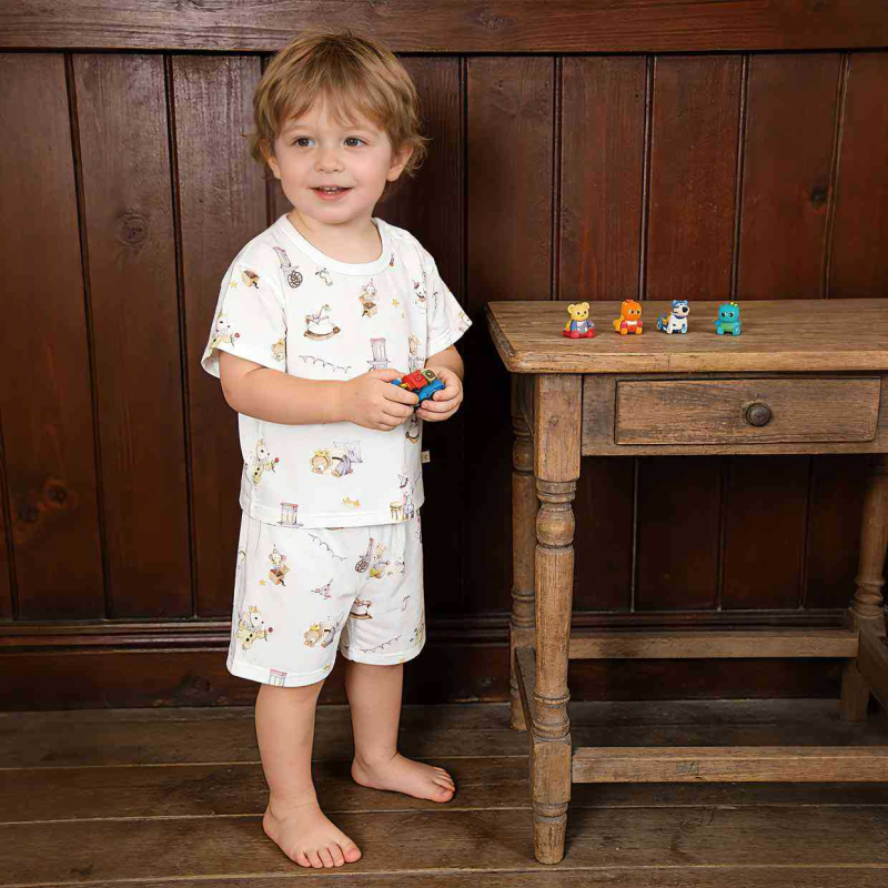 Set din două piese pentru copii: tricou cu mânecă scurtă și pantaloni scurți, 100% bumbac, pentru copii 1–3 ani, haine de vară
