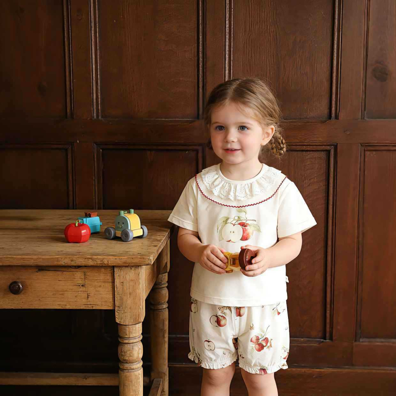 Set din două piese pentru copii: tricou cu mânecă scurtă și pantaloni scurți, 100% bumbac, pentru copii 1–3 ani, haine de vară