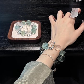 Brățară din cristal alb cu fluorit verde, șir unic, unisex, bijuterie elegantă
