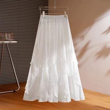 Fustă midi neregulată pentru femei, primăvară-toamnă, plus size, cu buline