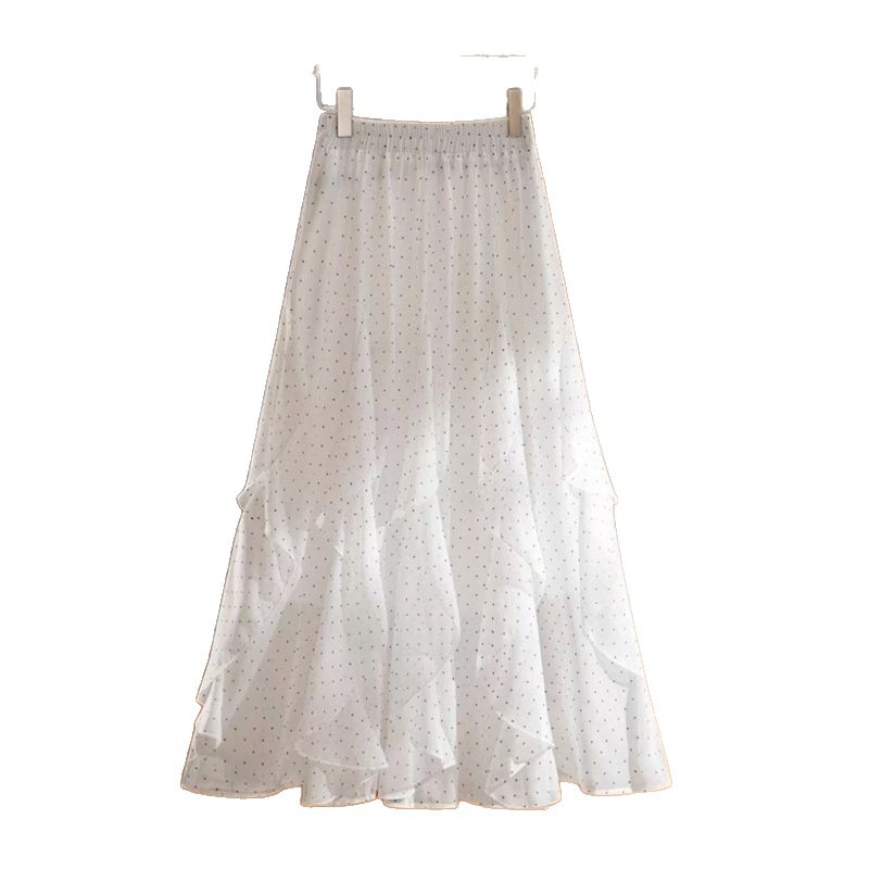 Fustă midi neregulată pentru femei, primăvară-toamnă, plus size, cu buline