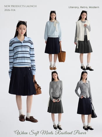 Miu Academy Style fustă midi plissată, talie înaltă, croială A, primăvara 2026, cod N0092D