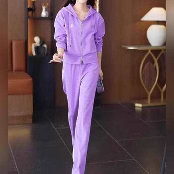 Set sportiv casual mov pentru femei, cu atingere de lux și croială subțire – costum de vară din două piese