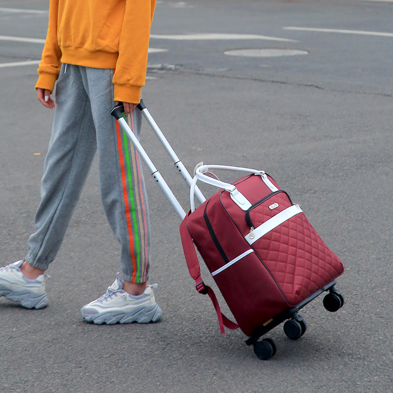 Ruksak s kotačićima za školu i putovanja, 20-35 L, unisex, geometrijski uzorak, Oxford tkanina