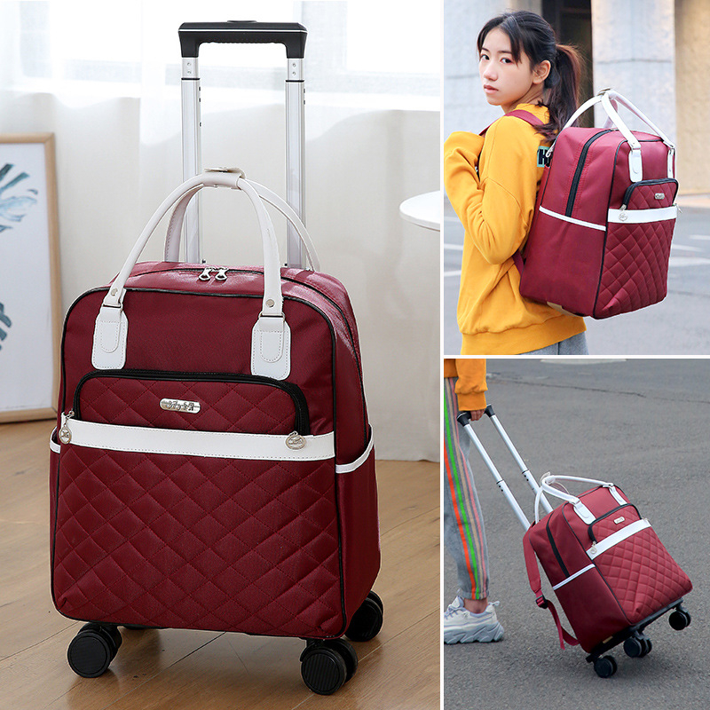 Ruksak s kotačićima za školu i putovanja, 20-35 L, unisex, geometrijski uzorak, Oxford tkanina