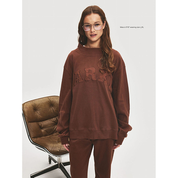 PARKE Pulover damă din bumbac cu broderie litere și patch, croială lejeră, guler mock neck, mâneci lungi, Primăvara 2025
