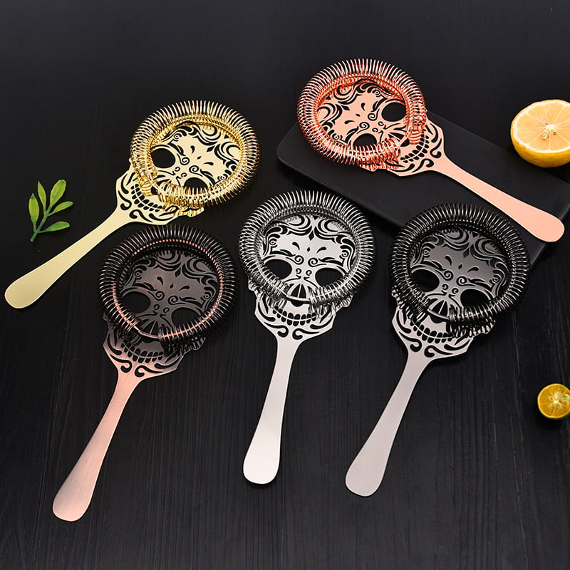 Filtru de gheață pentru cocktail, în formă de craniu, din oțel inoxidabil 304, pentru bar