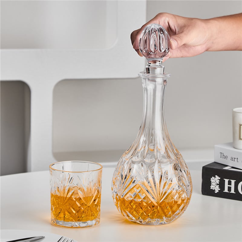 Decantor din sticlă, în stil european, pentru whisky și vin, 750 ml