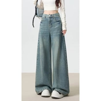 Jeans pentru femei cu talie înaltă, croială largă, formă de pară, mărime plus, început de toamnă, stil retro, lejer, lungime până la podea