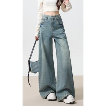 Jeans pentru femei cu talie înaltă, croială largă, formă de pară, mărime plus, început de toamnă, stil retro, lejer, lungime până la podea