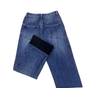 Jeans dama cu croială dreaptă, talie înaltă, denim casual cu spălare