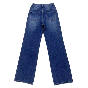 Jeans dama cu croială dreaptă, talie înaltă, denim casual cu spălare