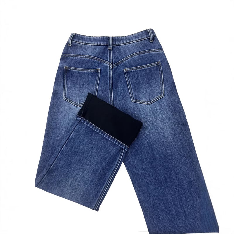 Jeans dama cu croială dreaptă, talie înaltă, denim casual cu spălare