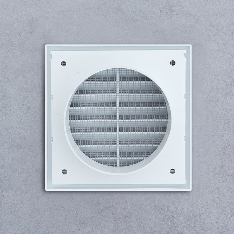 Capac de ventilare baie și bucătărie cu protecție la ploaie și grilă cu lamele