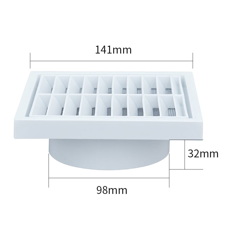 Capac de ventilare baie și bucătărie cu protecție la ploaie și grilă cu lamele