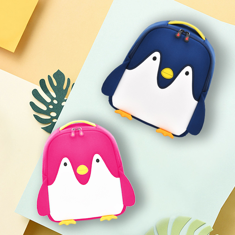 Rucsac unisex pentru grădiniță, cu imprimeu pinguin și logo imprimat, respirabil, ușor și design anti-pierdere