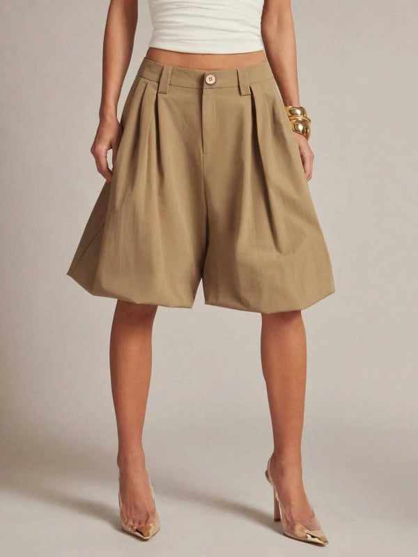 Șorturi casual pentru femei, talie înaltă, material subțire, primăvară-vară, stil urban, croială lejeră