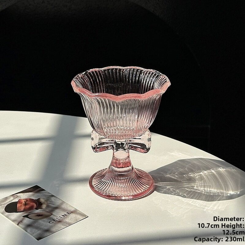 Pohár LIDY Ružová stopka s motýlím uzlom na červené víno, šampanské, koktaily a kávu