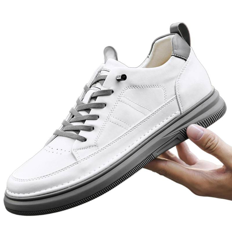 866 Unisex tenisice s unutarnjim povećanjem visine, debelim platformama, kožnim gornjim dijelom, bijele tenisice za casual nošenje