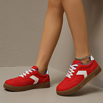 Pantofi sport casual pentru femei, mărime mare, cu șireturi, vârf rotund, talpă plată