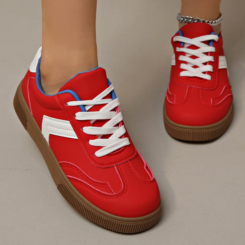 Pantofi sport casual pentru femei, mărime mare, cu șireturi, vârf rotund, talpă plată