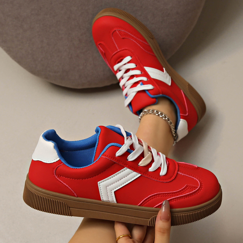 Pantofi sport casual pentru femei, mărime mare, cu șireturi, vârf rotund, talpă plată