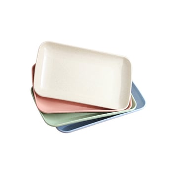 Farfurie plastic din pai de grâu, farfurie mică dreptunghiulară de servire pentru hot pot și grătar