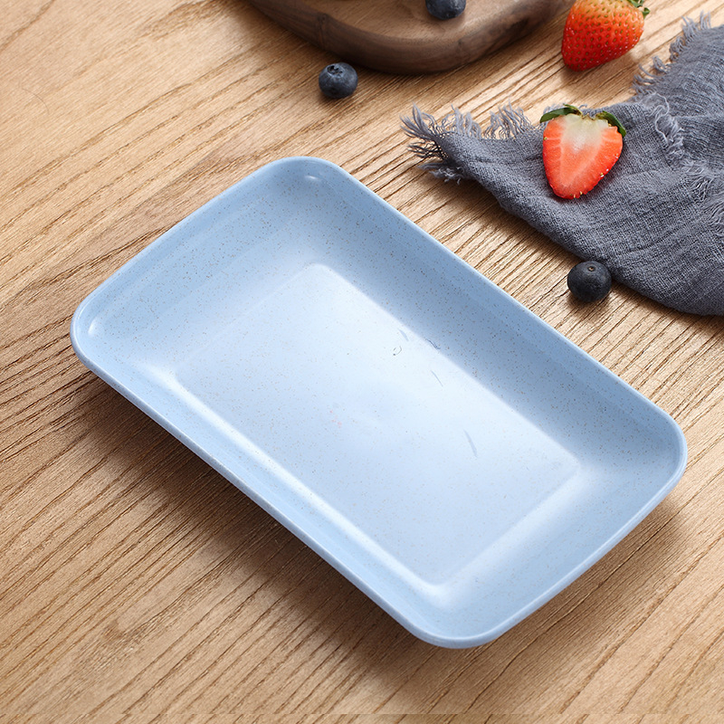 Farfurie plastic din pai de grâu, farfurie mică dreptunghiulară de servire pentru hot pot și grătar