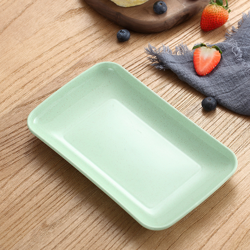 Farfurie plastic din pai de grâu, farfurie mică dreptunghiulară de servire pentru hot pot și grătar