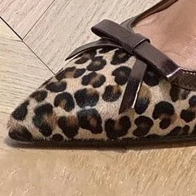 Pantofi dama cu toc înalt, imprimeu leopard și fundiță, vârf ascuțit, EU 40-43, toc peste 8 cm