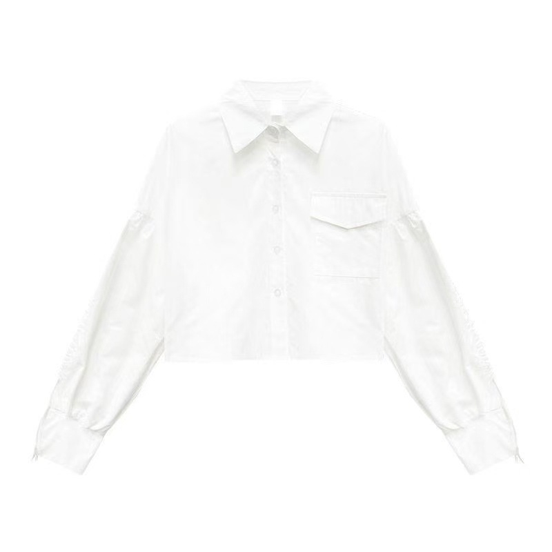 Bluza cu guler de păpușă, satin moale, croială lejeră, mâneci lungi