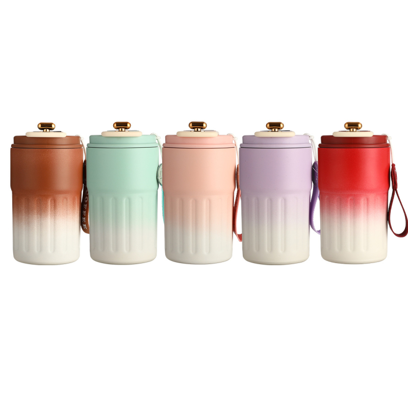 Cană inteligentă de cafea din oțel inoxidabil 316, termos, curea cu bandă gradient, portabilă, unisex
