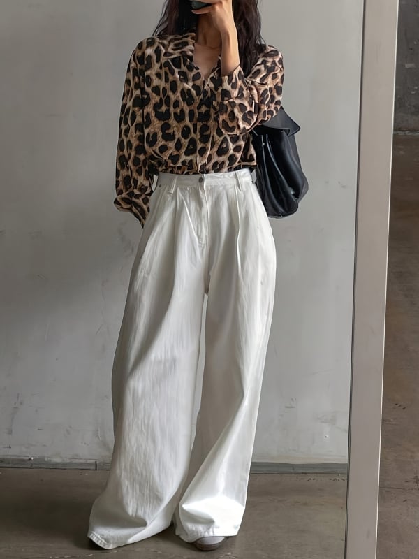 Cămașă de damă cu imprimeu leopard, primăvara 2025, croială lejeră, stil Hong Kong, design retro