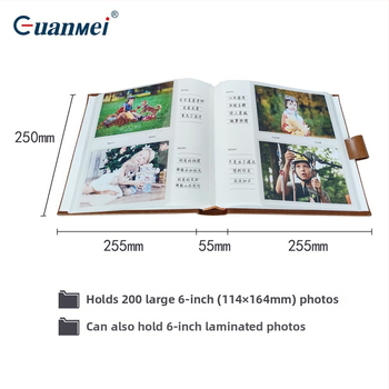 GUANGMEI Album foto din piele, 6 inci, copertă rigidă, PU, pagini inserate laminat, 50 pagini
