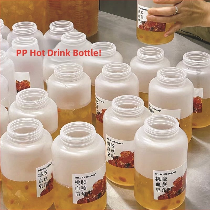 PP hőálló műanyag palack, 500 ml, forró italokhoz, kupakkal, élelmiszer-biztonságos üres csomagolóüveg