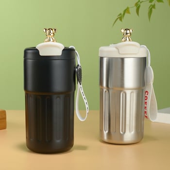 Ceașcă de cafea Ursuleț Violent, din oțel inoxidabil 316, termos cu curea și afișaj inteligent de temperatură