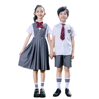 Set uniformă școlară pentru elevi din gimnaziu și liceu — rochie formală pentru copii, ținută pentru reprezentații de Ziua Copilului, uniformă pentru fotografii de absolvire, stil colegiu cu bretele