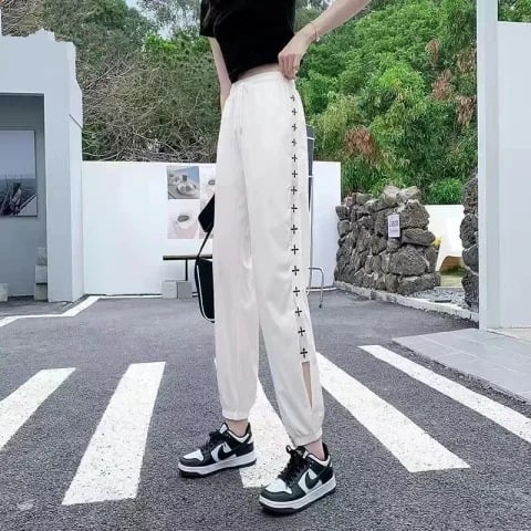 Pantaloni haarem cropped pentru femei, din material ice-silk, uscare rapidă, croială lejeră, plus size