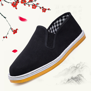 Pantofi din pânză unisex cu talpă din tendon de vită, talpă cu mai multe straturi, negri, slip-on, pentru lucru
